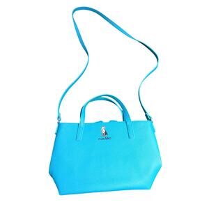 Marc Tetro Blue Satchel Dog Print Crossbody Shoulder Bag Purse